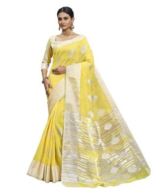 Linen Saree With Silver Zari 1