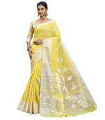 Linen Saree With Silver Zari