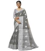 Linen Saree With Silver Zari