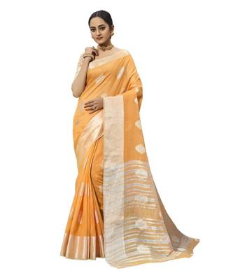 Linen Saree With Silver Zari 1