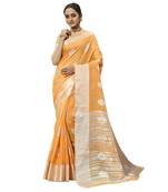 Linen Saree With Silver Zari
