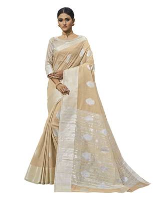 Linen Saree With Silver Zari 1