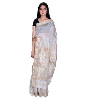 Off White Maheshwari Handloom Zari Lahar  Border Saree SiCoTissue Contract Blouse 1