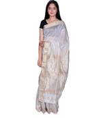 Off White Maheshwari Handloom Zari Lahar  Border Saree SiCoTissue Contract Blouse