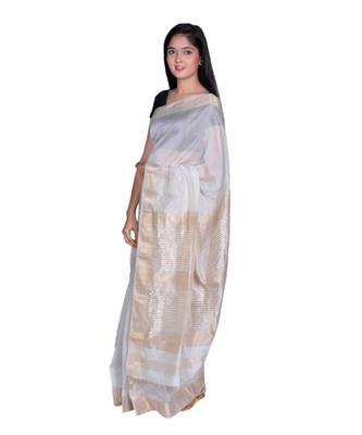 Off White Maheshwari Handloom Zari Lahar  Border Saree SiCoTissue Contract Blouse 2