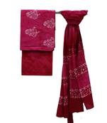 parrot_green Cotton Batik Printed  Dupatta Dress Material