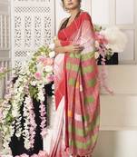 Offwhite Handloom Saree With Red Border Multicolor Motifs