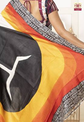 Multicolor Print On Offwhite Pure Silk Saree 4