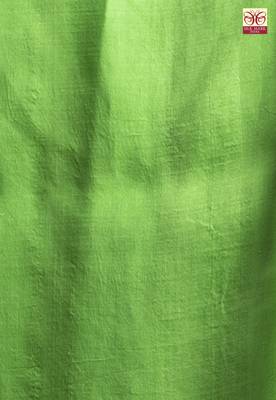 Spring Green Pure Silk Saree With White And Black Pallu 3