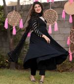 Ethnic Designer Women's Rayon Anarkali Kurti With Dupatta & Palazzo Set