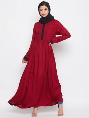 Maroon plain rayon abaya 1