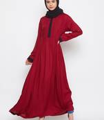Maroon plain rayon abaya