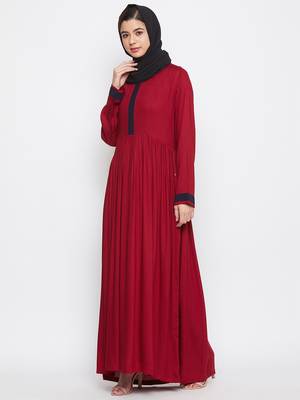 Maroon plain rayon abaya 2