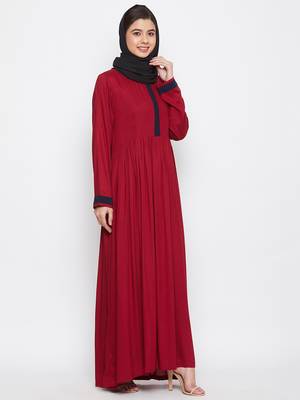 Maroon plain rayon abaya 3