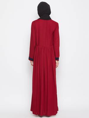 Maroon plain rayon abaya 4