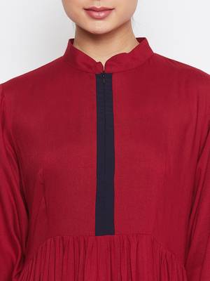 Maroon plain rayon abaya 5