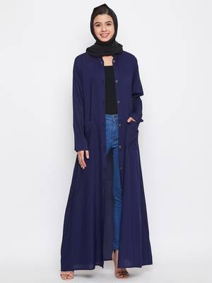Blue plain rayon abaya 1