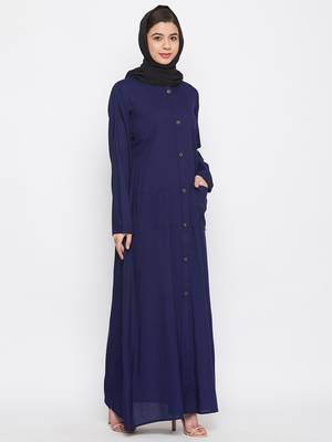 Blue plain rayon abaya 3