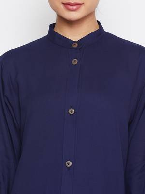 Blue plain rayon abaya 5