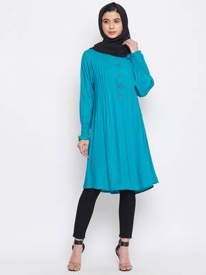 Sky-blue plain rayon islamic-tunics 1