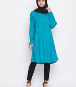 Sky-blue plain rayon islamic-tunics