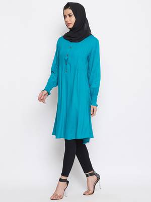 Sky-blue plain rayon islamic-tunics 2