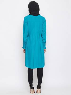 Sky-blue plain rayon islamic-tunics 4