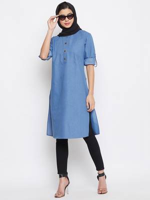 Blue plain denim islamic-tunics 1