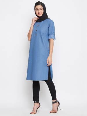 Blue plain denim islamic-tunics 2
