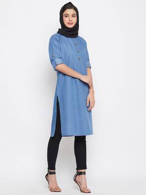 Blue plain denim islamic-tunics 3
