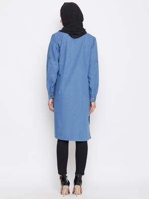 Blue plain denim islamic-tunics 4