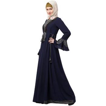 Designer abaya with sequins work- Navy Blue 1