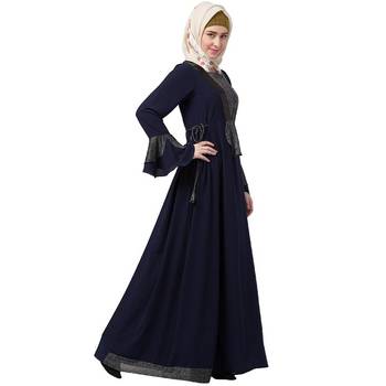 Designer abaya with sequins work- Navy Blue 2