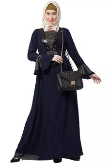 Designer abaya with sequins work- Navy Blue