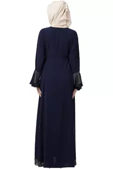 Designer abaya with sequins work- Navy Blue