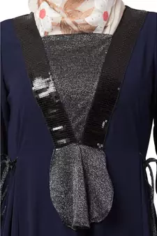 Designer abaya with sequins work- Navy Blue
