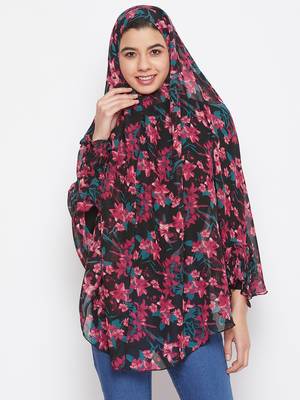 Black plain georgette hijab 1