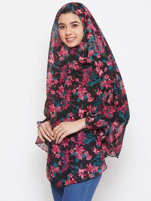 Black plain georgette hijab 2