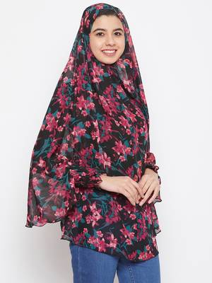 Black plain georgette hijab 3