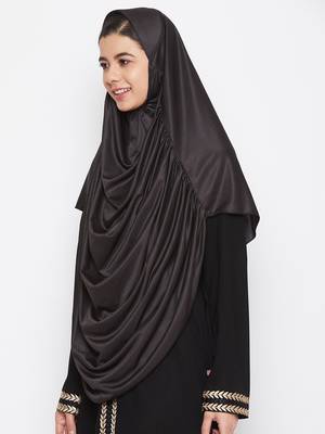 Black  plain jersey hijab 2
