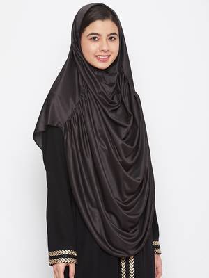 Black  plain jersey hijab 3