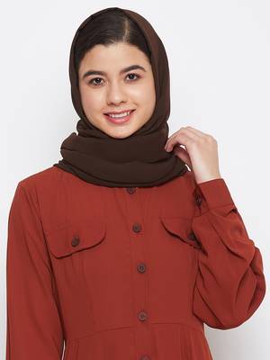 Brown plain georgette hijab 2