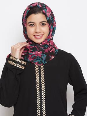 Multicolor printed georgette hijab 1
