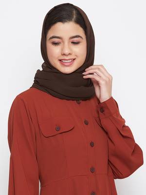 Brown plain georgette hijab 3