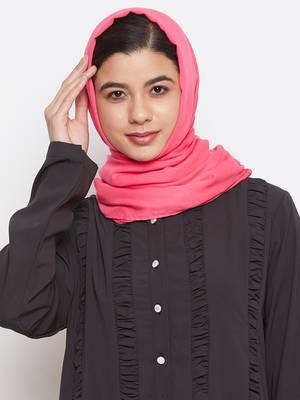 Pink plain rayon hijab 1