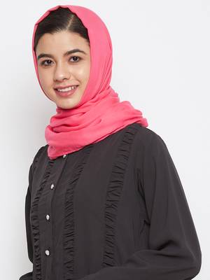 Pink plain rayon hijab 2