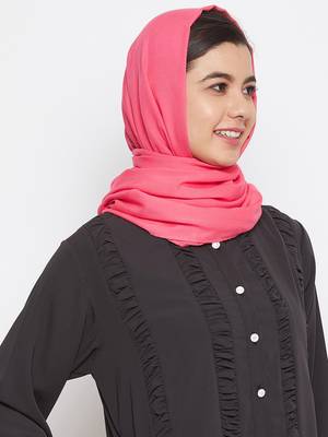 Pink plain rayon hijab 3