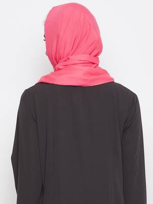 Pink plain rayon hijab 4