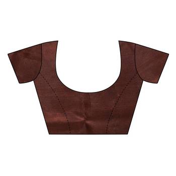 Salwar Studio Women's Red & Brown Art Silk Printed Saree with Blouse Piece 5