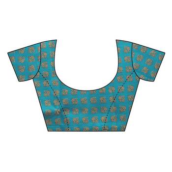 Salwar Studio Women's White & Blue Art Silk Printed Saree with Blouse Piece 5